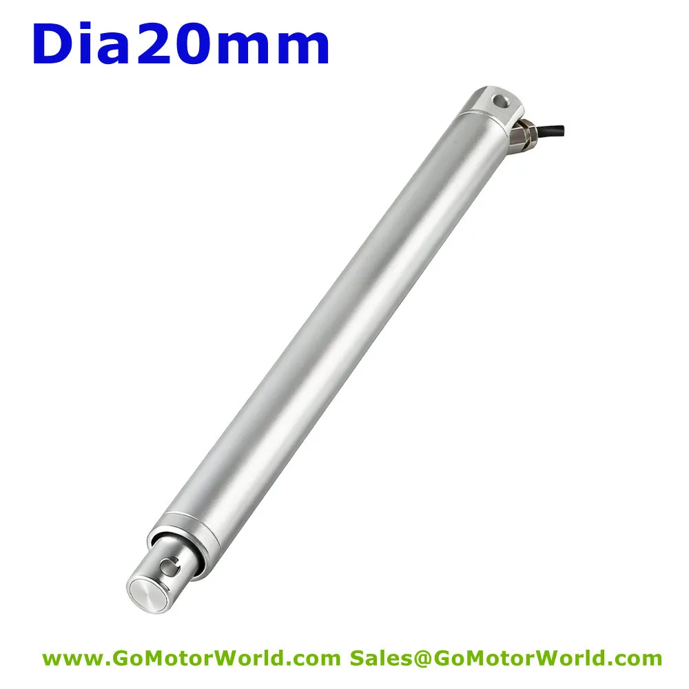 Customized Dia20mm tubular linear actuator adjustable stroke 12V 24V DC 100N 10KG 22LBS lift 12mm/s speed free shipping