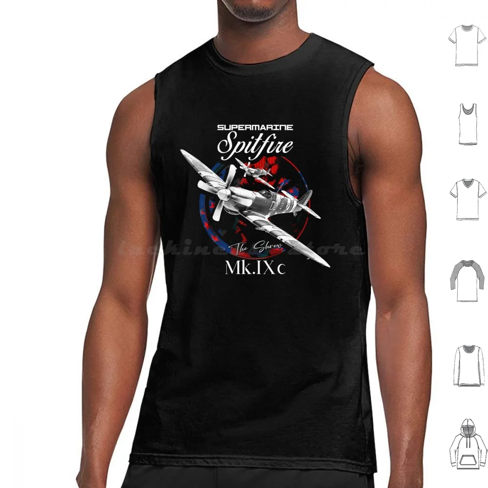 Supermarine Spitfire Mk.ixc Ww2 Fighter Plane Tank Tops Print Cotton Spitfire Supermarine Fighter Plane Raf Ww2 World War 2