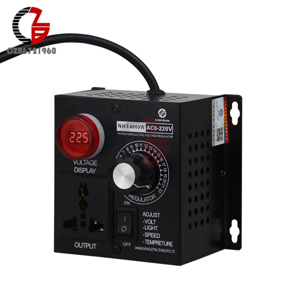 

Motor Speed Controller 4000W EU Voltage Regulator Portable Temperature Speed Adjustable Voltmeter 220V Temperature Indicator