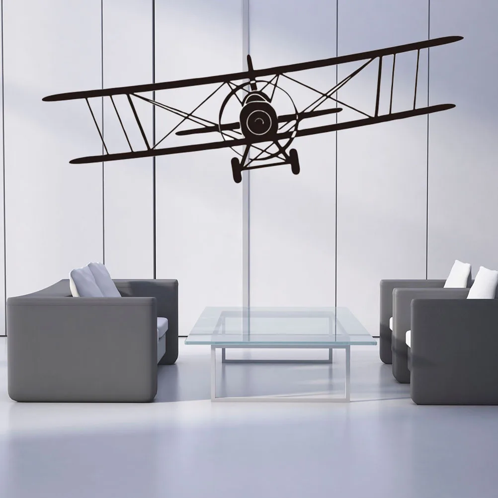 

2Pcs Easy Apply Remove Plane Wall Stickers Reusable Decals for Kids Bedroom Living Room 57x20cm Black Wall Stickers