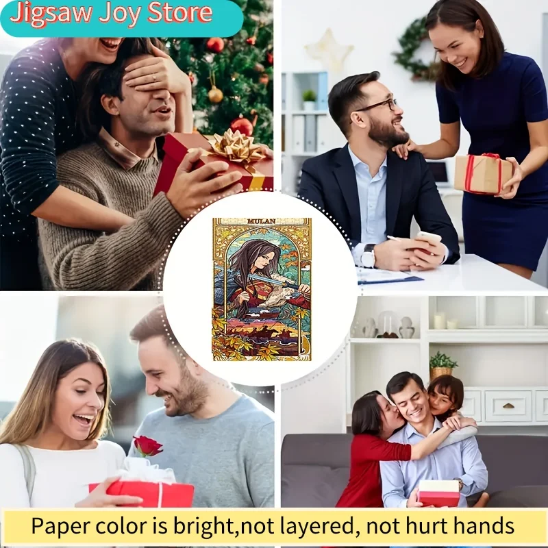 لغز مولان 1000 قطعة - مشهد فنون قتالية مع مولان، تصميم المحاربة الصينية، قطع كبيرة للبالغين والعائلات