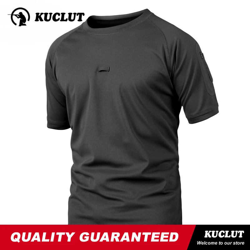 Tactical T-Shirt Men Short Sleeve Camouflage Patchwork Half Zipper Breathable Elastic Top Outdoor Hiking Hunting Training Tees