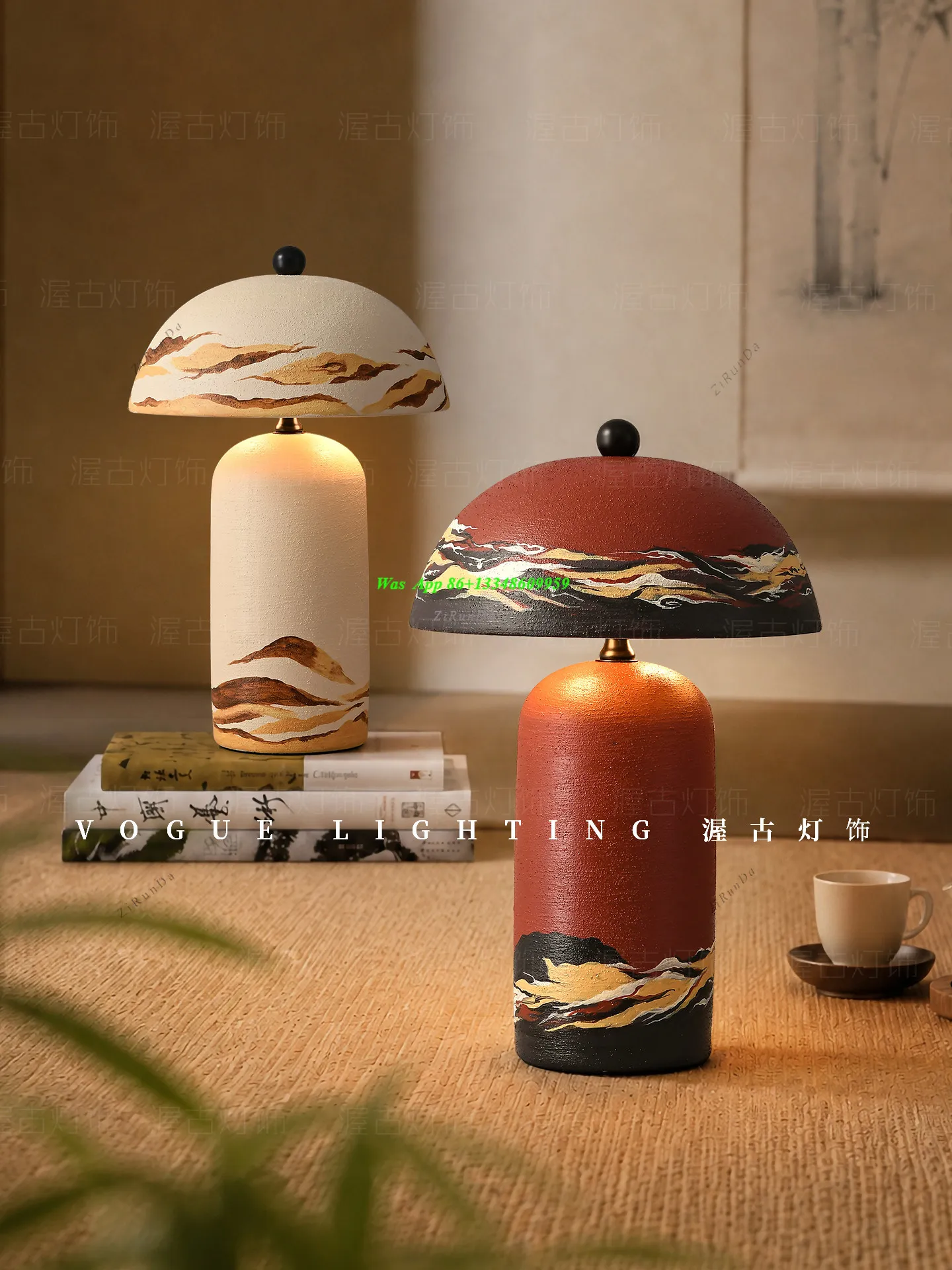 New Design Ceramic Table Lamp Song-style Aesthetics Retro Wabi-sabi Wind B & B Hotel Living Room Bedroom Bedside Lamp