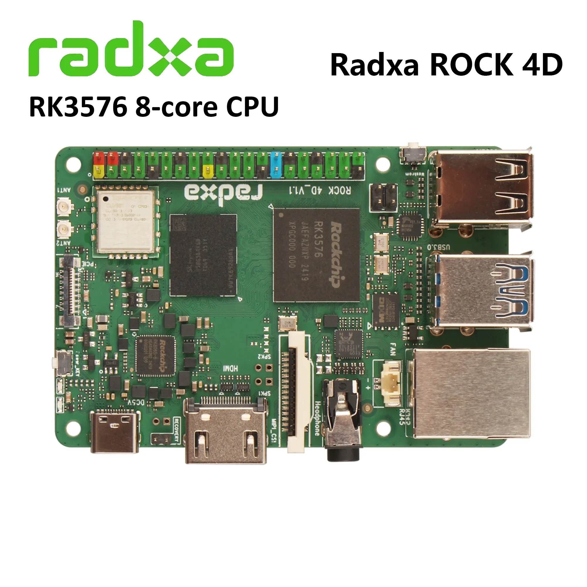 NYRadxa ROCK 4D RK3576, SBC con CPU de 8 Núcleos, Diseñado para IA Industrial y Edge, 6TOPS, Compatible con NPU RKNN, Compatible con LLM