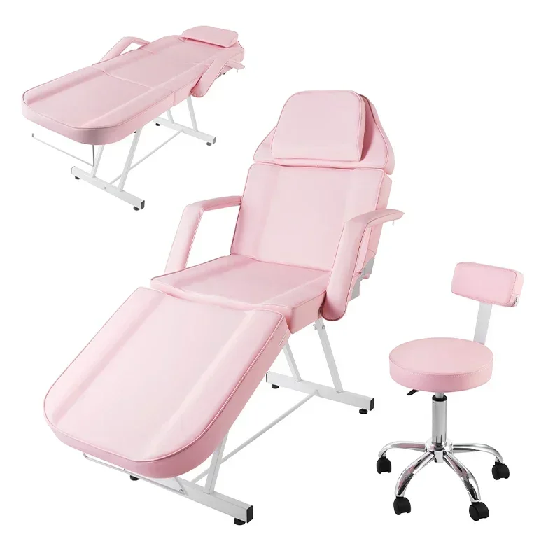 Portable Collapsible Salon Beds Beauty Salon Furniture Massage Tables Clinics Tattoo Eyelash Beds Pink Salon Spa Beauty Beds