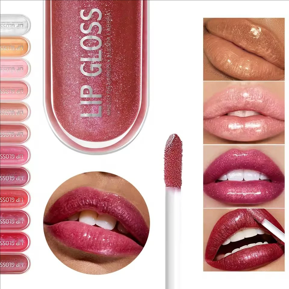 Fashion Cosmetics USHAS 12 Colors Glitter Lip Gloss Lasting Diamond Pearlescent Metallic Liquid Lipstick Moisturizing Lip Glaze
