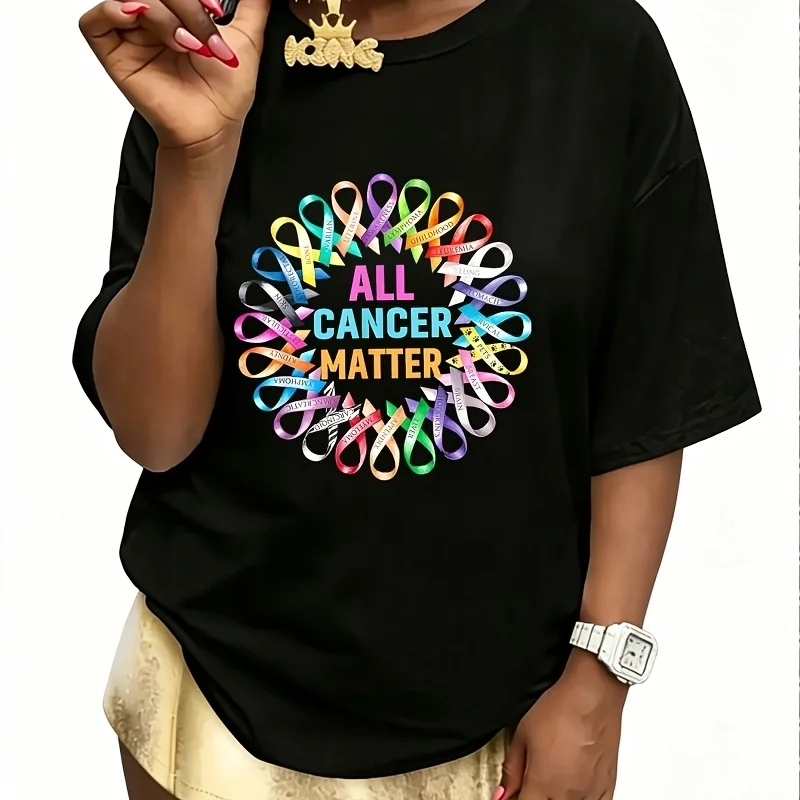 All Cancer Matter Women's T-Shirt 100% Cotton Fun Print Short Sleeve Top Casual Round Neck Tee S-5Xl