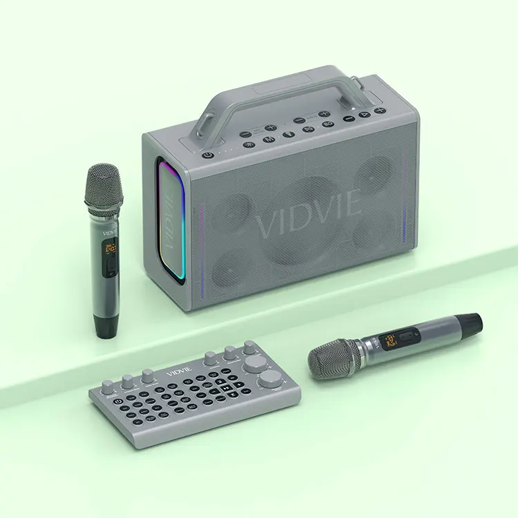 All-in-One Portable Karaoke System 200W Speaker RGB Lights Wireless Speakers with 2 Mic and Multi-function Remote Control