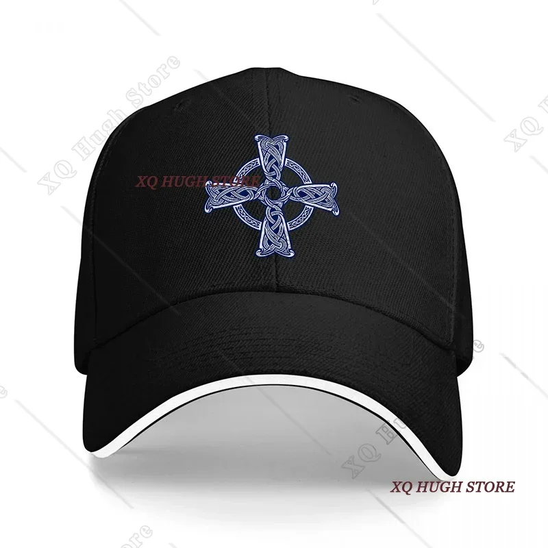 Celtic Cross Black Sandwich Brim Baseball Cap Adjustable Casual Hat