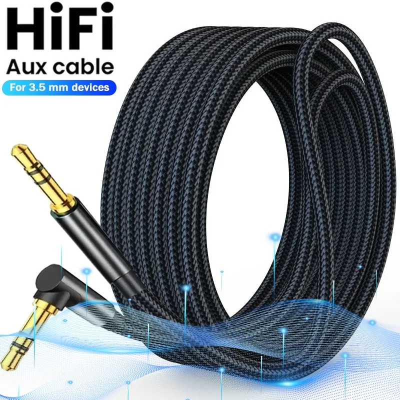 3.5mm Jack Audio Cable 90 Degree Elbow Male to Male Aux Audio Cable For Samsung Xiaomi MP3/4 Video Car Headphone Adapter Cord