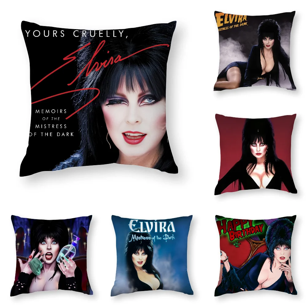 

E-Elvira Mistress of the Dark Pillow Case 3D Print Polyester Fiber 45*45cm Home Sofa Throw Pillow Cover Decoration Festival Gift
