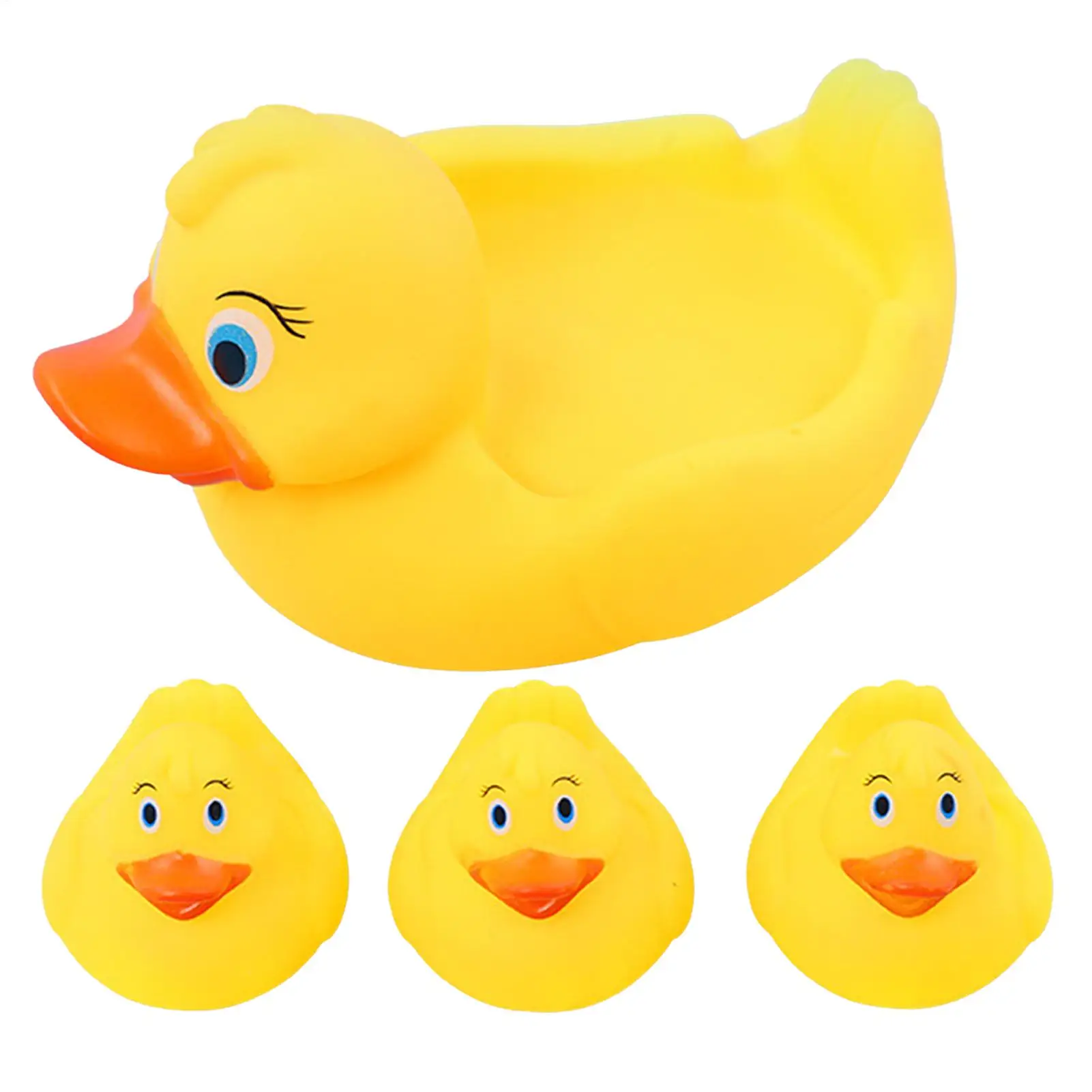 4PCS Rubber Duck Family Bath Toys, Squeaky Floating Yellow Duck Set, Cute Squeeze Pool Toys for Baby Toddler Kids Shower Gift