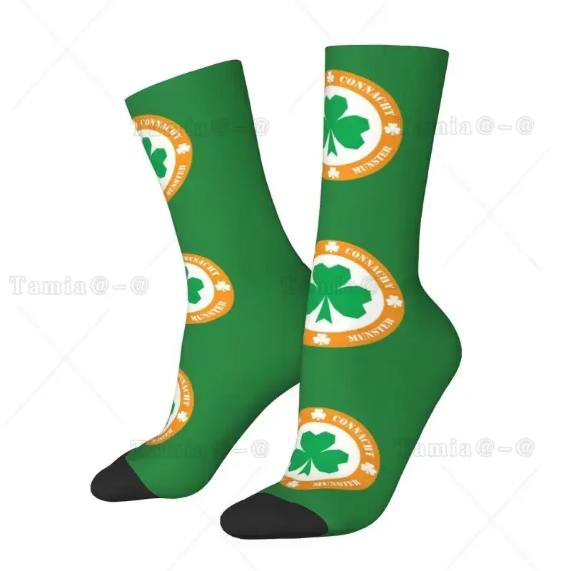 Ireland Irish Shamrock Men's Crazy Crew Socks Unisex Cool Breathable 3D Print St Patrick Day Happy Funny Dress Socks