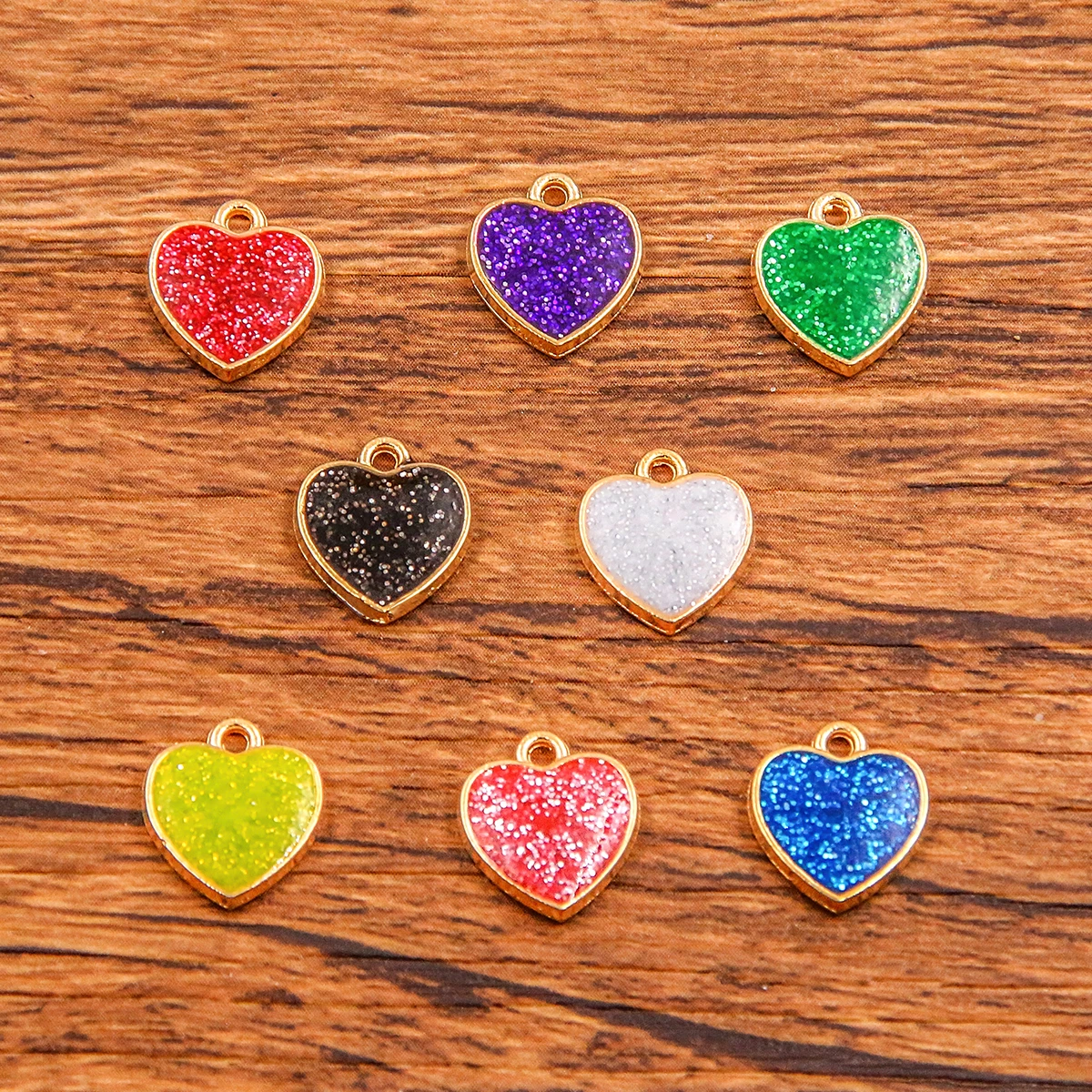 20PCS 11*12mm 8 Color Wholesale Metal Alloy Shiny Heart Charms Drip Oil KC Gold Pendant For Jewelry Making DIY Handmade Craft