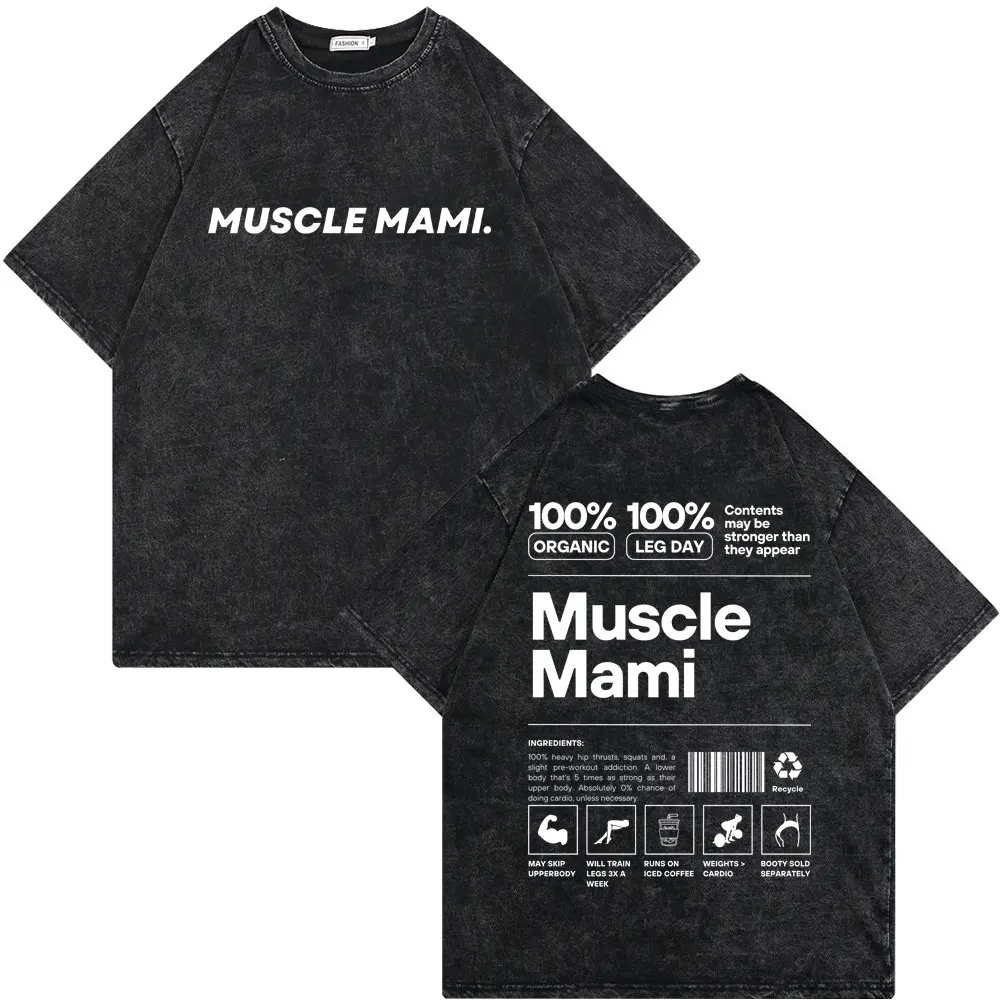 

Vintage Washed Old Muscle Mimi Gym Pump Cover T-shirts Male Oversized Tees Men Women Funny Fitness Workout Bodybuilding Tshirt