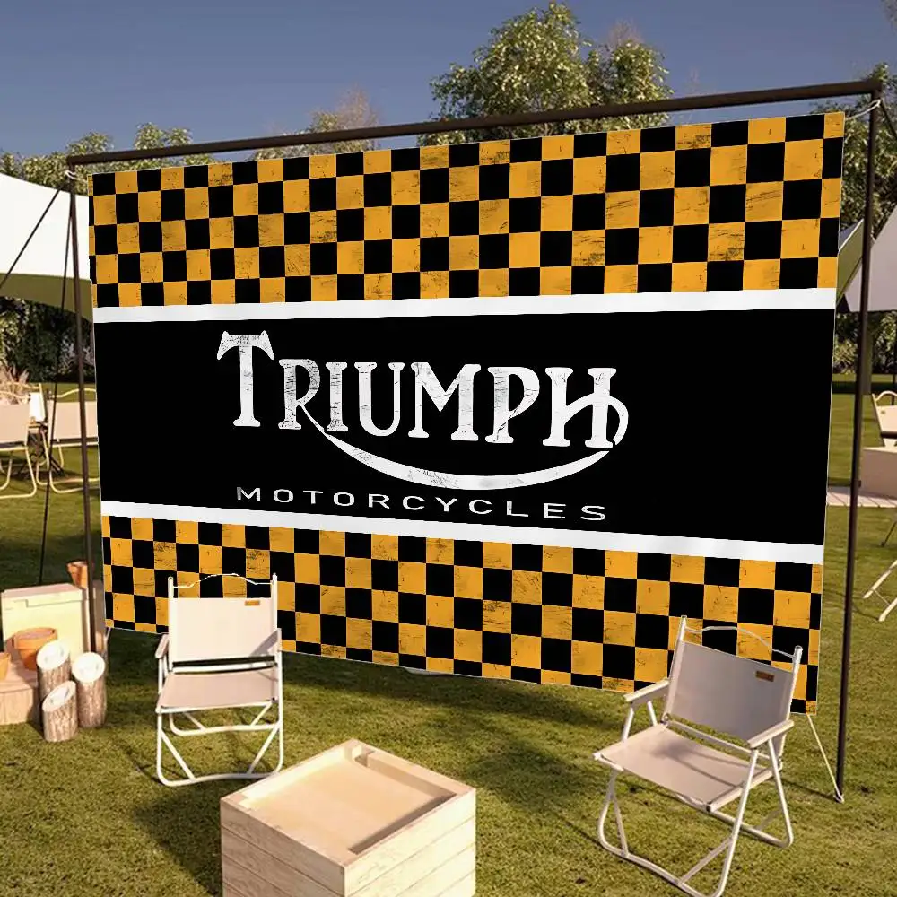T-Triumph Motorcycle Logo High End Quality Banner Printing Artistic Atmosphere Style Camping Flag