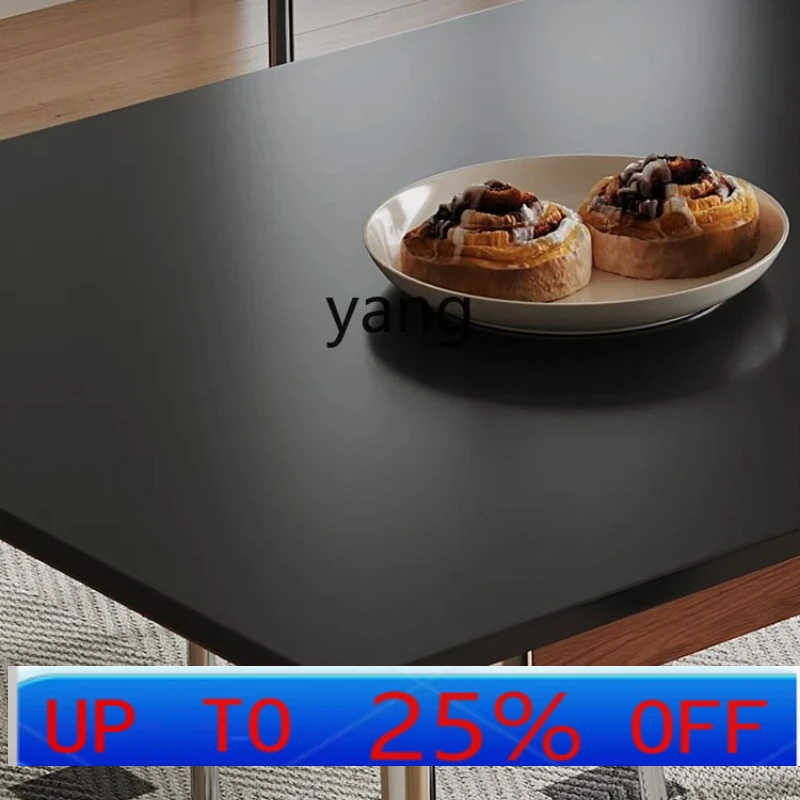 

LMM Stone Plate Dining Table and Chair Retro Style Simple Small Apartment Home Black Rectangular Dining Table