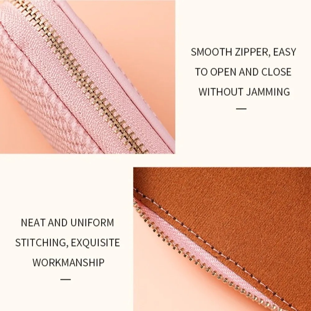 New PuLeather Car Key Bag Portable Coin Holder Keychain Key Organizer Solid Color Zipper Key Holder Wallet For Car Keys