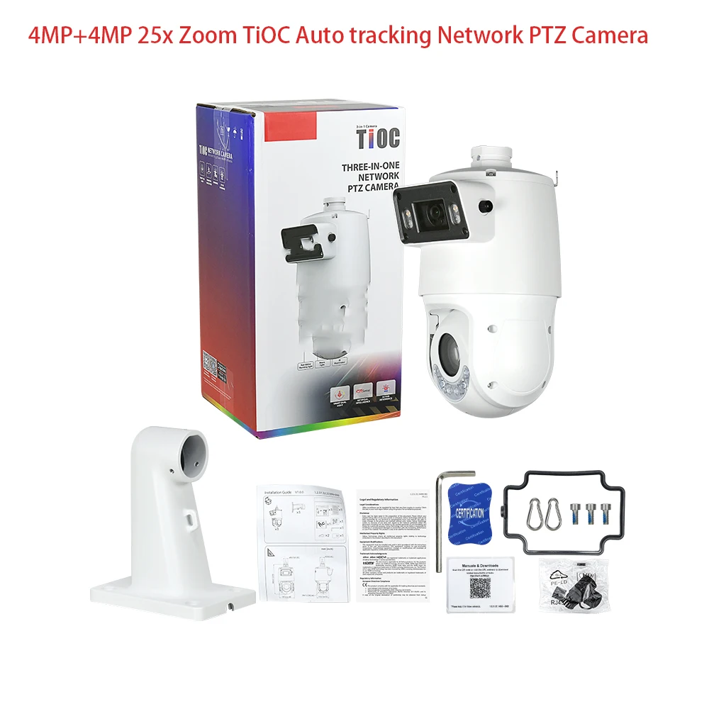 25x  Optical Zoom TiOC PTZ Camera 4MP+4MP Smart Dual Light+ WizSense Auto Tracking 3.0 Active Deterrence