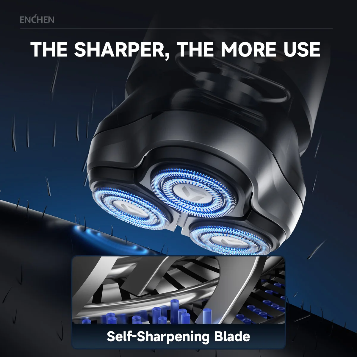 ماكينة حلاقة كهربائية ENCHEN Blackstone Max رؤوس مرنة ثلاثية الأبعاد مقاومة للماء بنسبة 100% مع ماكينة تشذيب دقيقة منبثقة