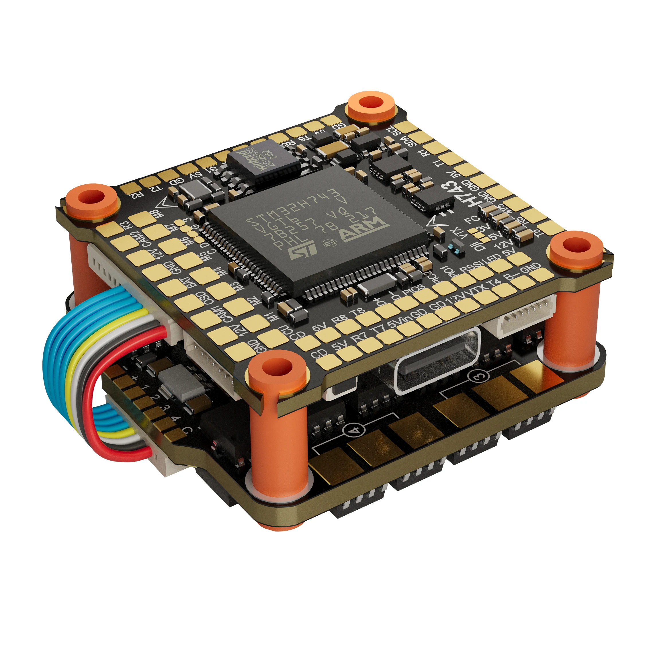 DAKEFPV H743 – kontroler lotu, kompatybilny z BetaFlight i Ardupilot, zestaw H743, 12S, 70A, 4 w 1, wymiary 30x30 mm, przeznaczony do 5-calowych dronów RC FPV do lotów freestyle. — 2