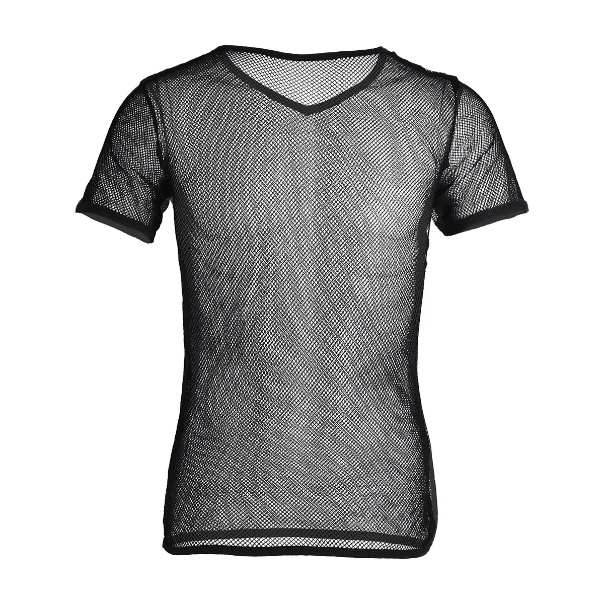 Sexy Mens Perspective Tights See Through Fishnet T Shirts Transparent Muscle Tees Tops Pole Dance Nightclub Clothes Clubwear
