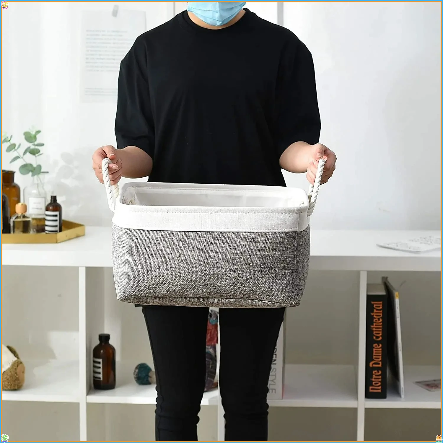 

Large 3 Pack Collapsible Storage Bins, Fabric Storage Cubes for Shelves Organizing, 15.7x11.8x8.2 inch Storage Basket