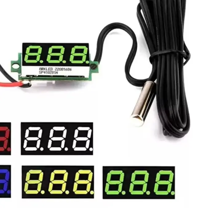 Digital LED Thermometer With Temperature Probe DC 4-28V For Car Refrig/erator Air Conditioner Indoor Outdoor Temp Meter Tool