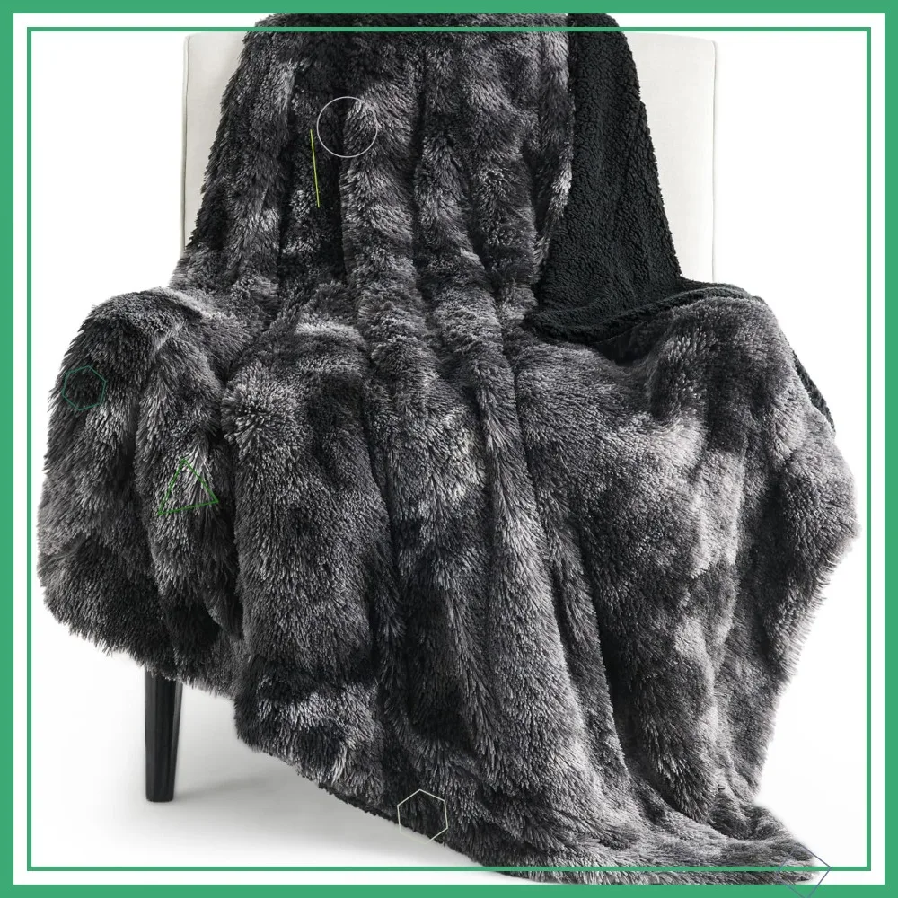 

Tie Dye Black Cozy Twin Blanket, Soft Fuzzy Sherpa Fleece Plush Warm Thick for Bed, Room Decor Gifts Boys Girls