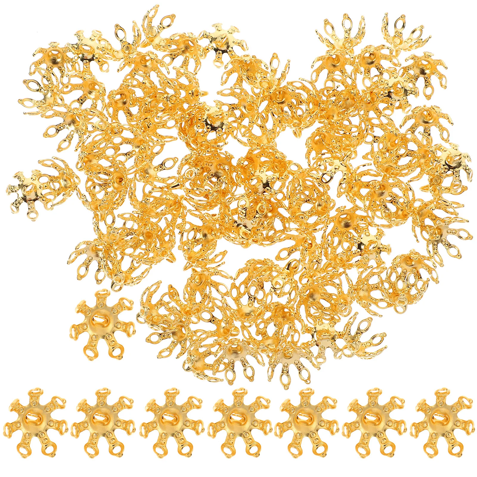 

100Pcs Flower Bead Caps Copper Metal Spacer Beads Caps DIY Jewelry Making Hair Accessories Pendants Necklace Beads Cap Materials