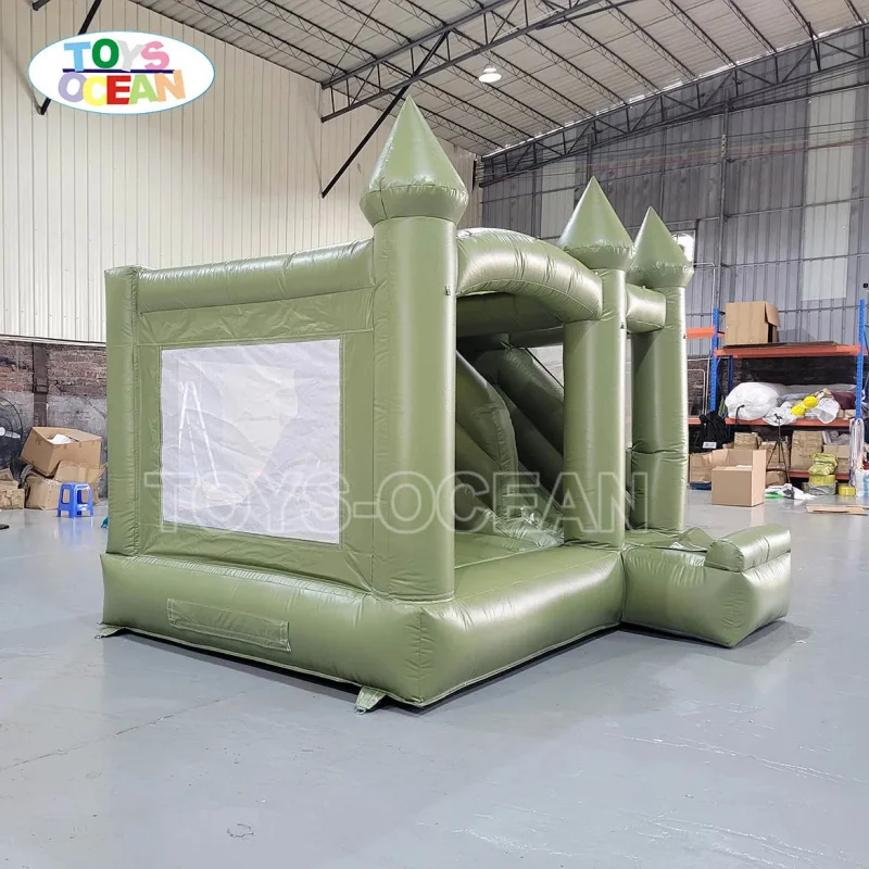 Custom Commercial Green PVC Inflatable Bounce House Combo Castle Slide with Easy Setup for Kids Event Party Rental