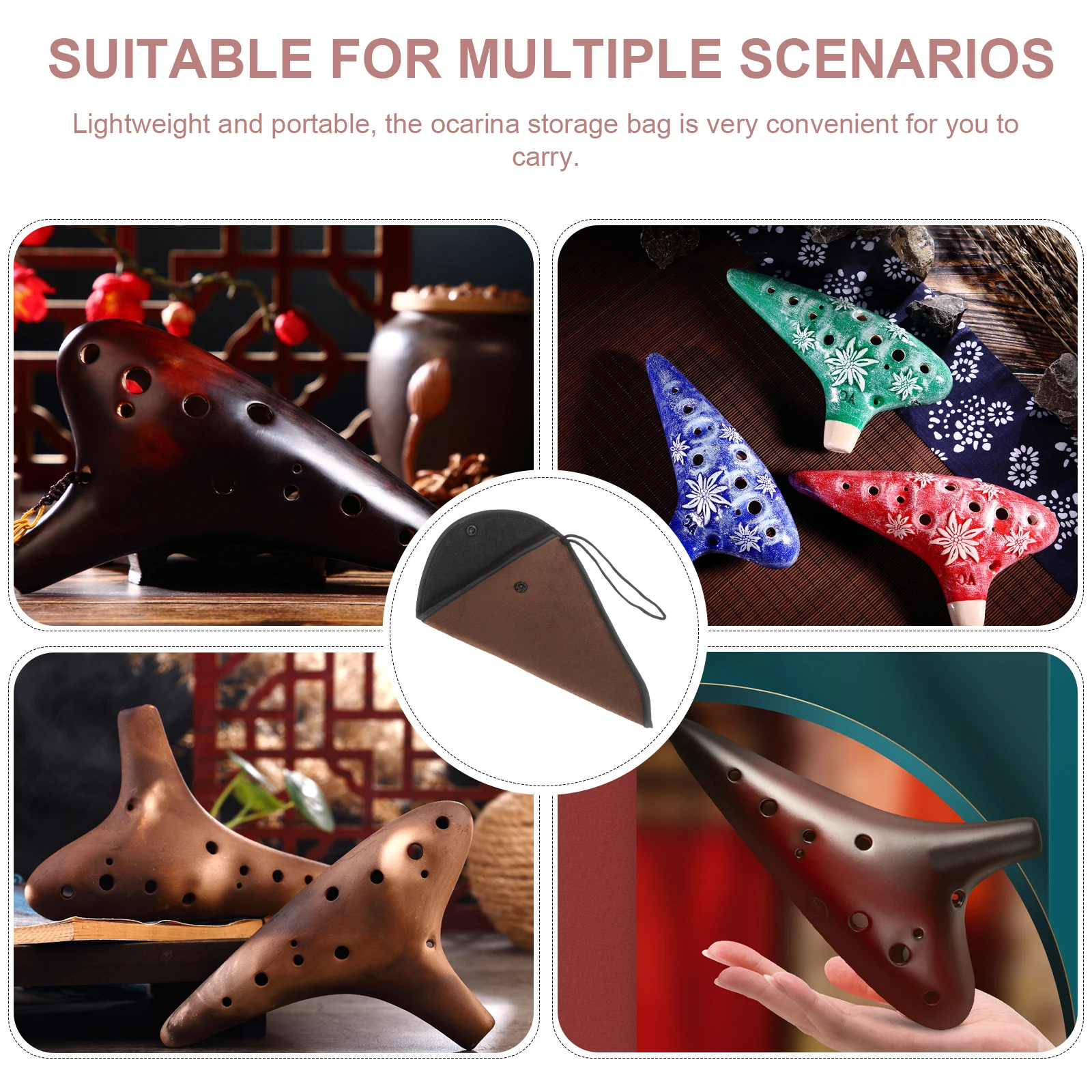 

3pcs Ocarina Protection Bag Lightweight Portable Storage Case For 12 Holes Instrument Parts Cover Travel Accessories