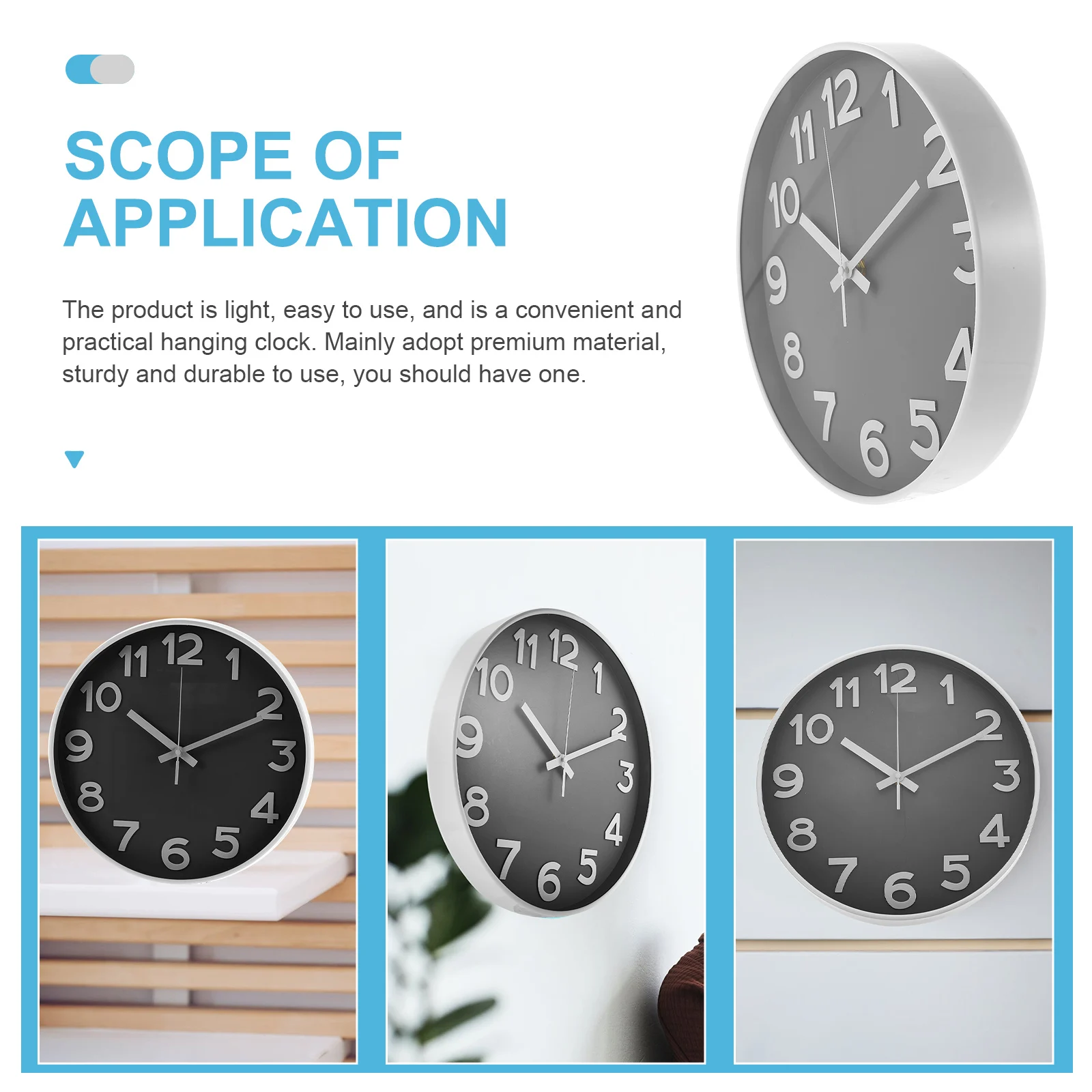 

Premium Material Simple Design Big Numerals Wall Mounted Clock Contemporary Home Office Decor Stylish Hanging Clock