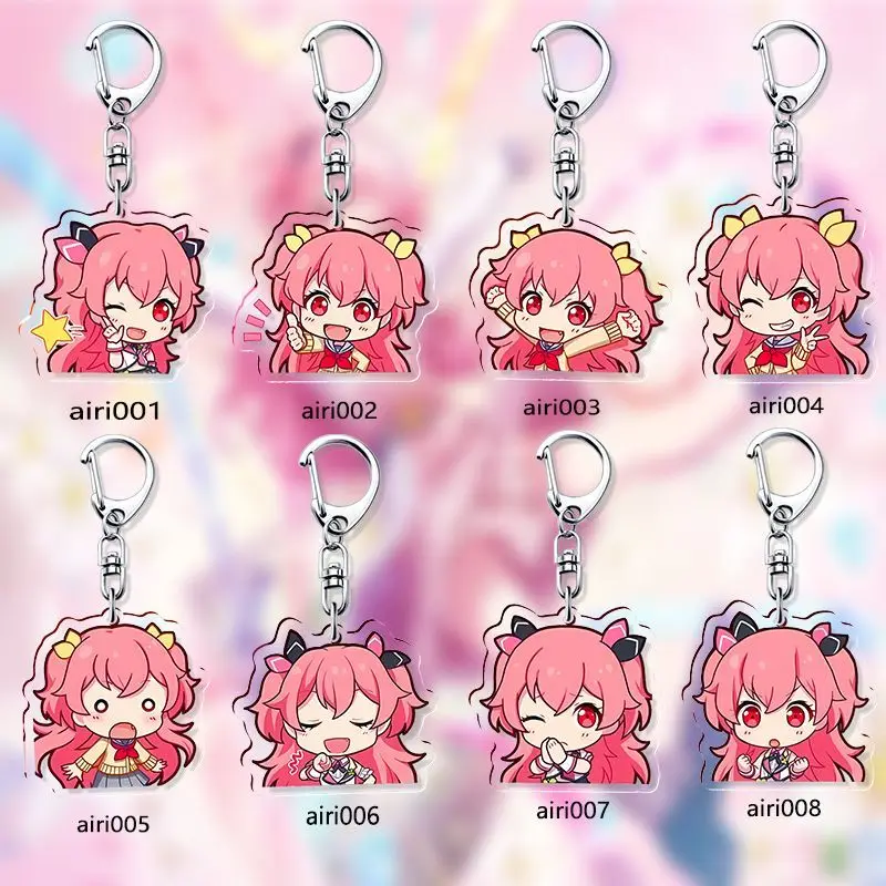 25 Nightcord Anime Chaveiro Momoi Airi Homens Chaveiro para Mulheres Moda Q Versão Kawaii Figura Acrílico Chaveiro Pingente Presentes