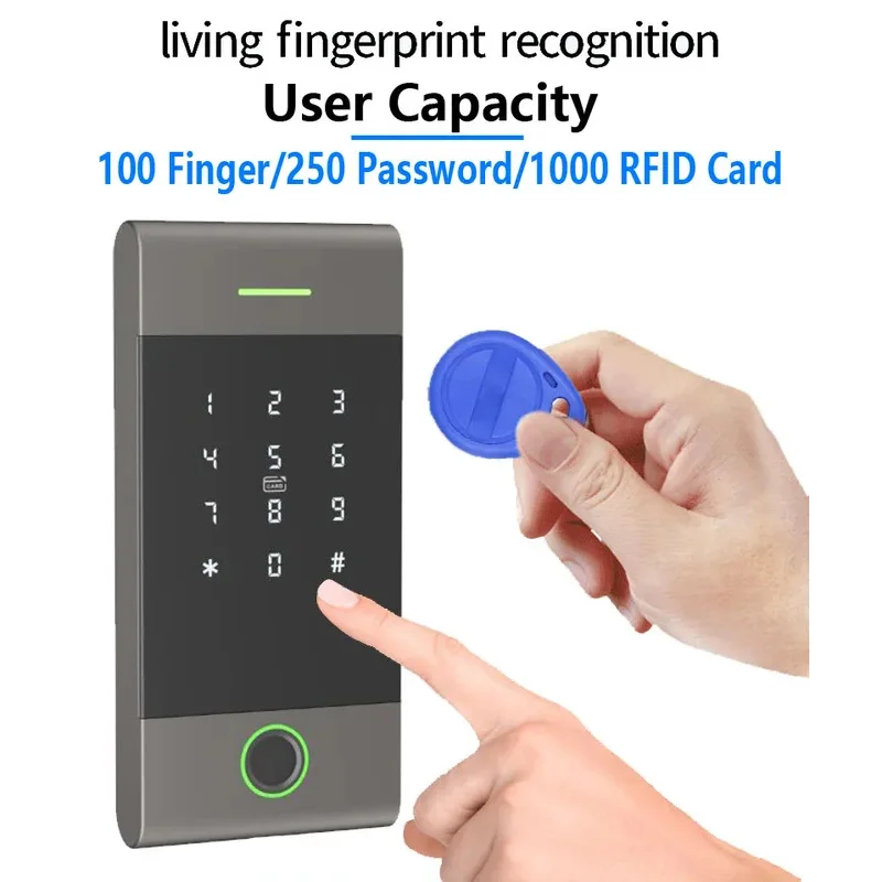 Nfc Keypad TTlock Bluetooth Access Control Device With App Function Fingerprint 13.56Mhz Rfid IP65 Waterproof Aluminum Alloy