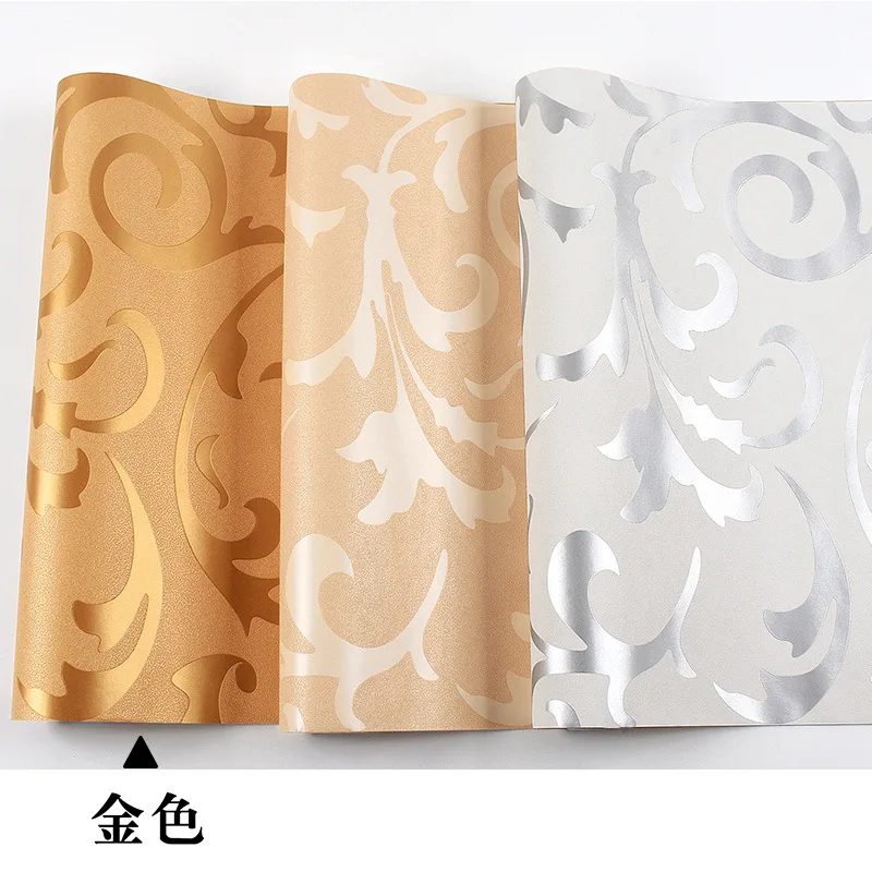 Modern Minimalist 3D Stereo TV Background Wall Wallpaper Living Room Bedroom European Style Golden Hook Floral Acanthus Leaf Wal