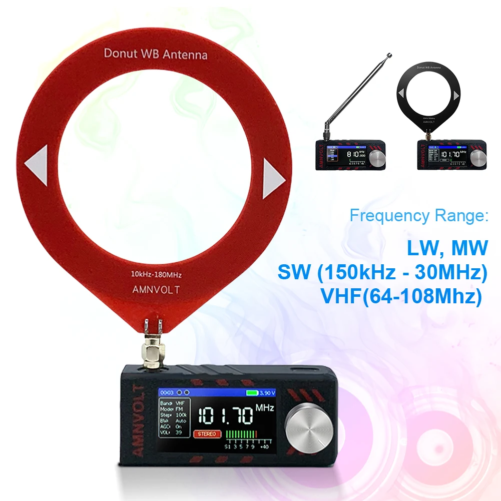 

SI4732 0.5-108mhz LSB USB AM FM FM/AM Radio 1.9inch IPS Screen Mini Pocket Radio with Antenna HF SW MW VHF Radio