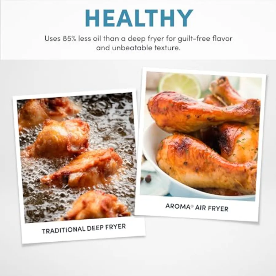 3クォートの白いガラス製エアフライヤーと強力な360クリスピー技術を備えたカウンタートップコンベクションオーブン、健康的な調理のためのコンパクトなデザイン