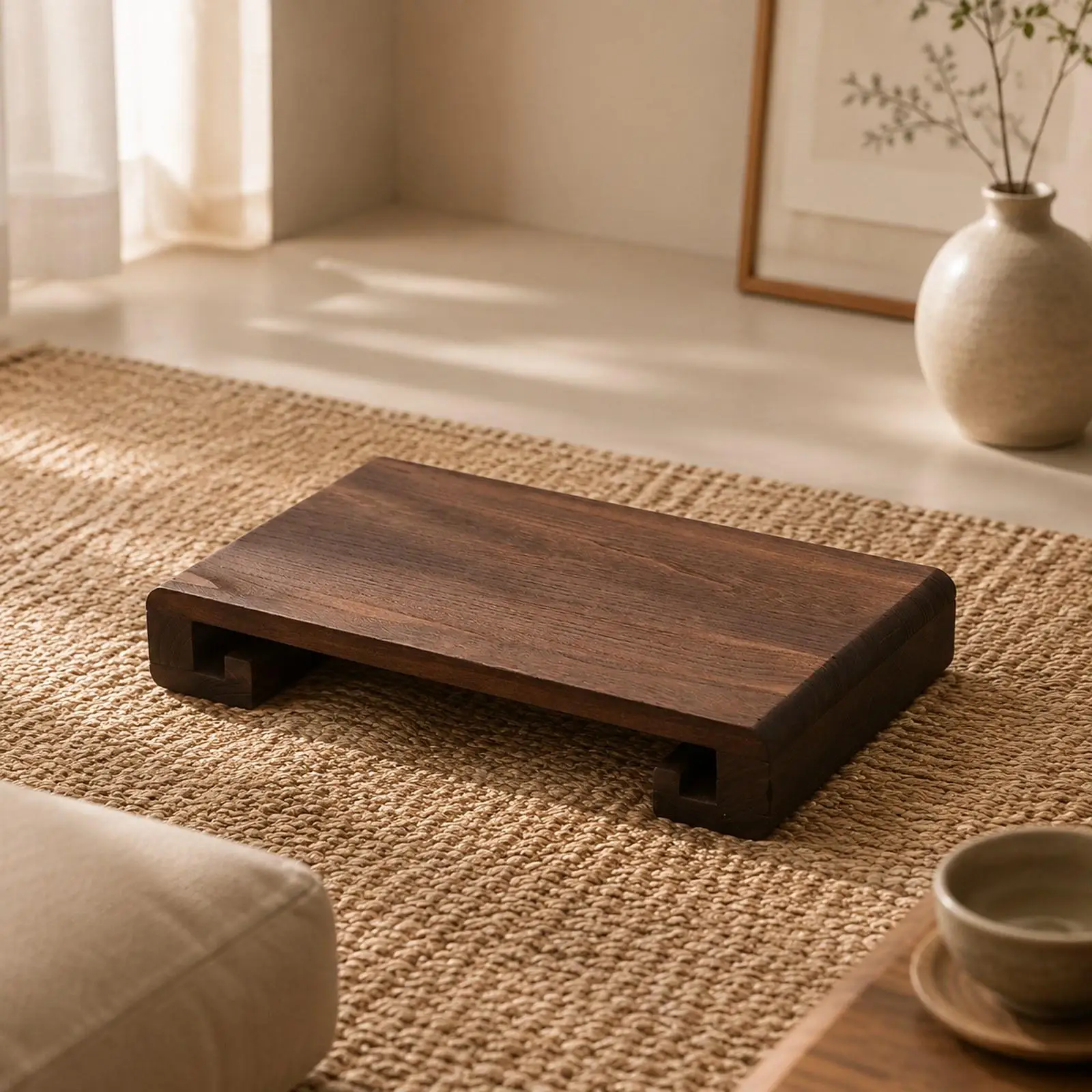 Portable Wood Floor Table Small Bench for Living Room Furniture Home Side Table Modern image 4