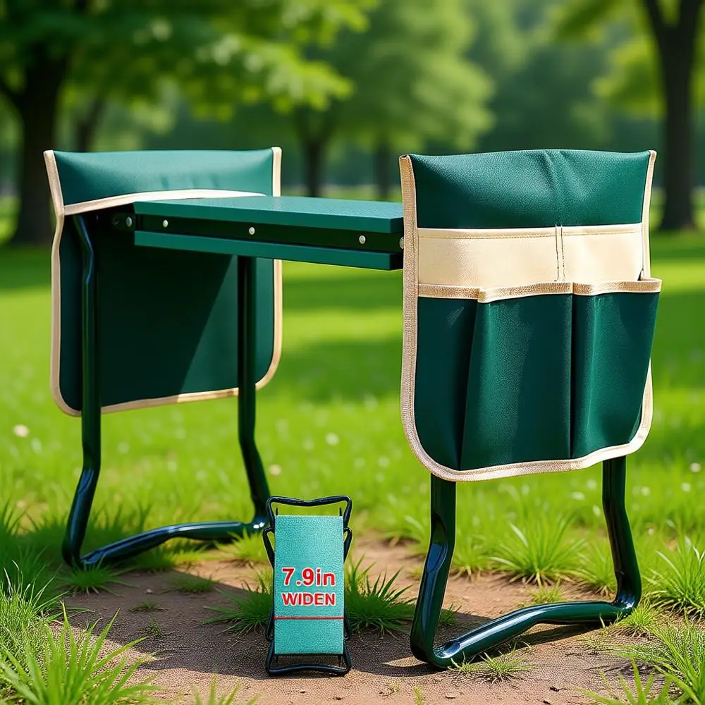 

Улучшенная садовая подставка-стул для работы на коленях с прочной, широкой подушкой для коленей, усиленный садовый стул с карманами для хранения для мужчин и женщин