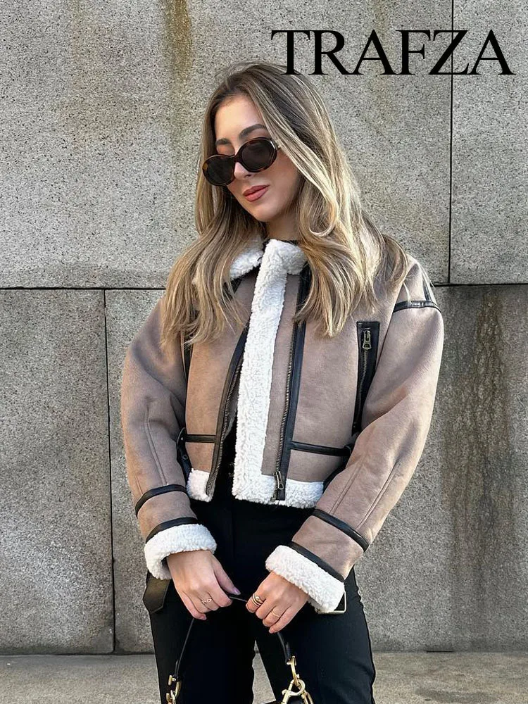 New 2023 Winter Women Fashion Jacket Plus Veet Turn Down Collar Loose Coat Woman Warm Elegant High Street Female Jackets