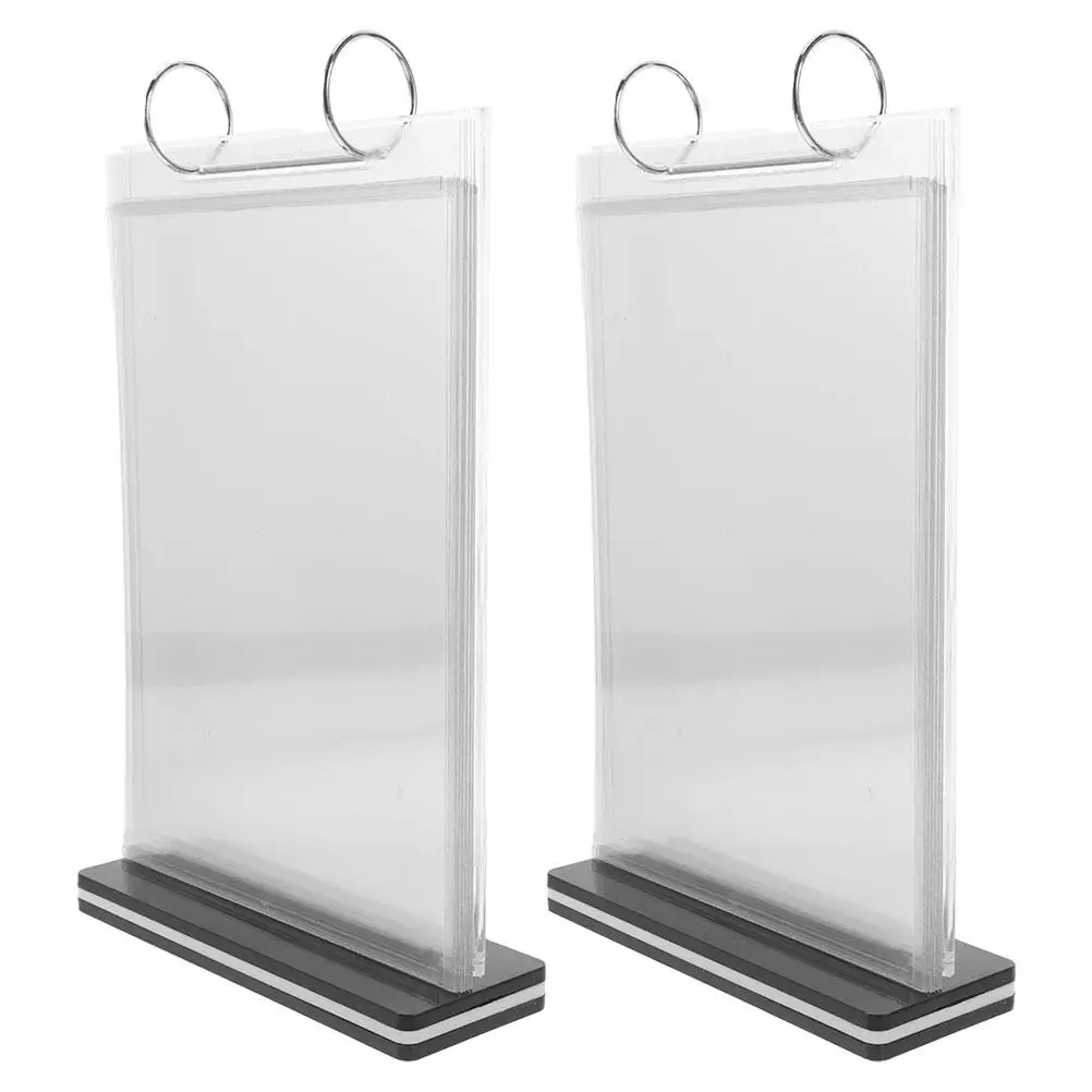 2Pcs Menu Display Stand Acrylic Restaurant Sign Holder Multipage Desktop Flip Display Holder Flip Table Top Document