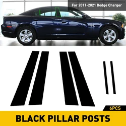 6Pcs Glossy Black Window Door Column BC Pillar Post Cover Trim For For Dodge Charger 2011-2021 Accessories Decoration Stickers