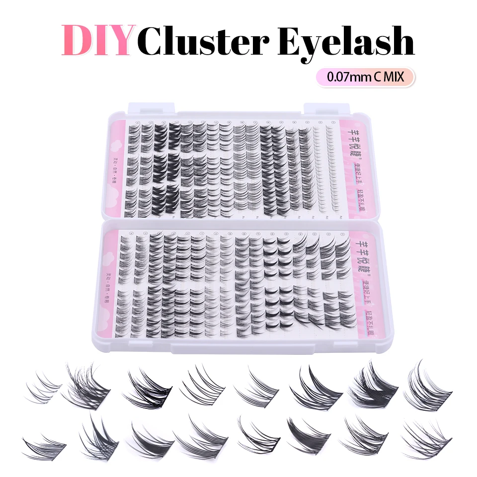 NEWCOME DIY Lash Extension Kit Individual Lashes Cluster Mix Eyelashes Full Set Lashes Kit with Lash Bond and Seal At Home