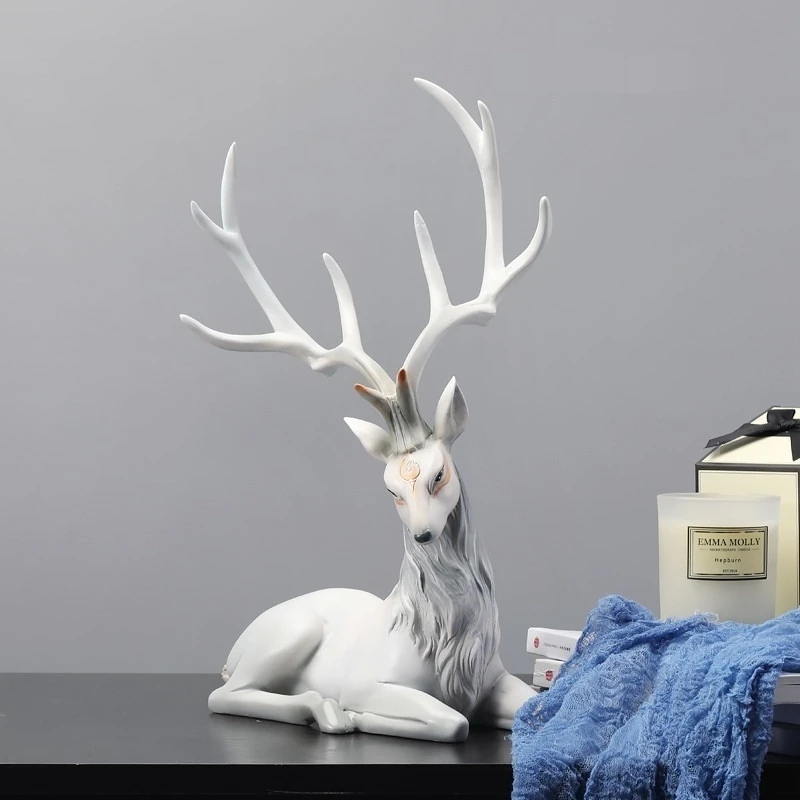 Imagem -03 - Resina Elk Fada Escultura Deer Statue Myth Fairyland Animais Ornamento da Sala Quarto Craft Decor Housewarming Presente Charme