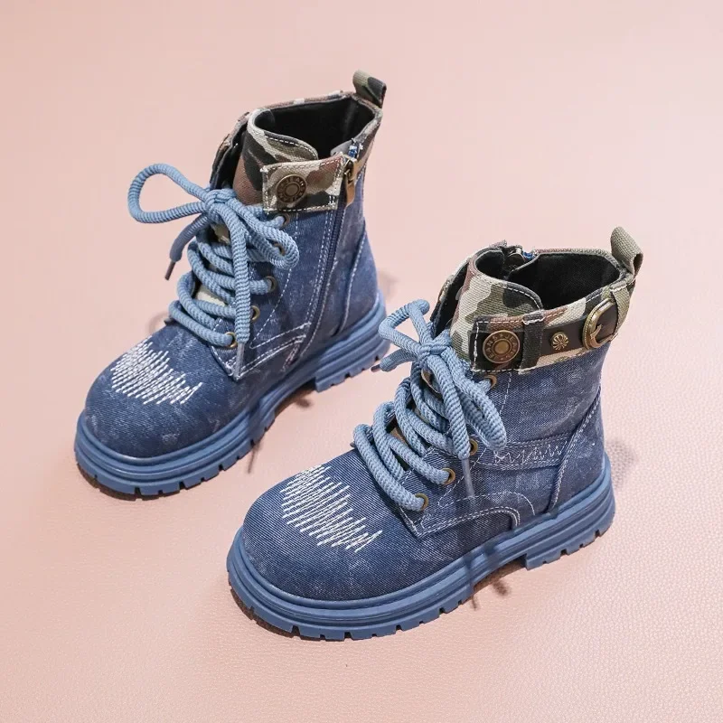 Children's Fashion Boots - Lace - Up Side Zip Studded Ankle Boots for Girls Non-slip Winter Shoe for Girl Kids Botas