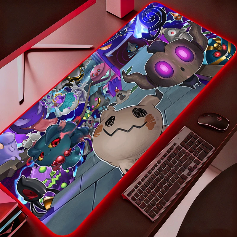 

Pokemon Pikachu RGB Backlight Mouse Pad Gamer Large LED Computer Pc Mousepad Carpet Gaming Accessories Keyboard Desk Mat