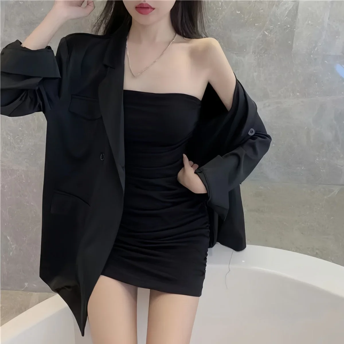 NEWJOINFUN Off Shoulder Wrap Chest Strapless jednoczęściowa długa sukienka dla kobiet klub nocny Bodycon seksowne białe sukienki Streetwear