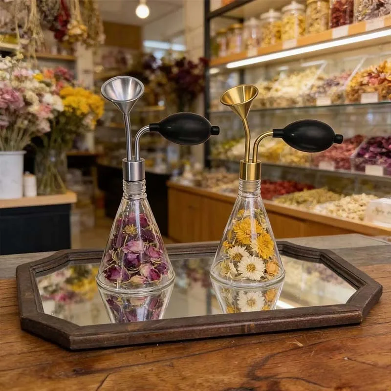 Brass Glass Aroma Tester Bottle Coffee Wine Essential Oil Smelling Device Fragrance Sampling Vial