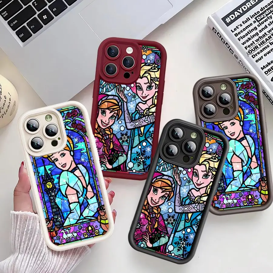 Disney Cute Princess Elsa Phone Case for Apple iPhone 16 15 Pro Max 14 13 12 Mini 11 7 8 SE XR XS 11Pro Soft Cover Funda Capa